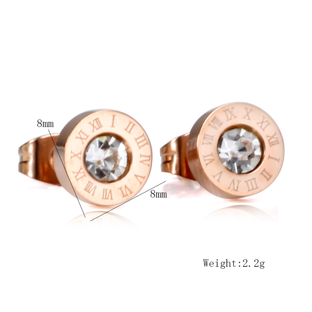 Roman Numerals and Diamond Stud Earrings - Infinity Beautiful Boutique