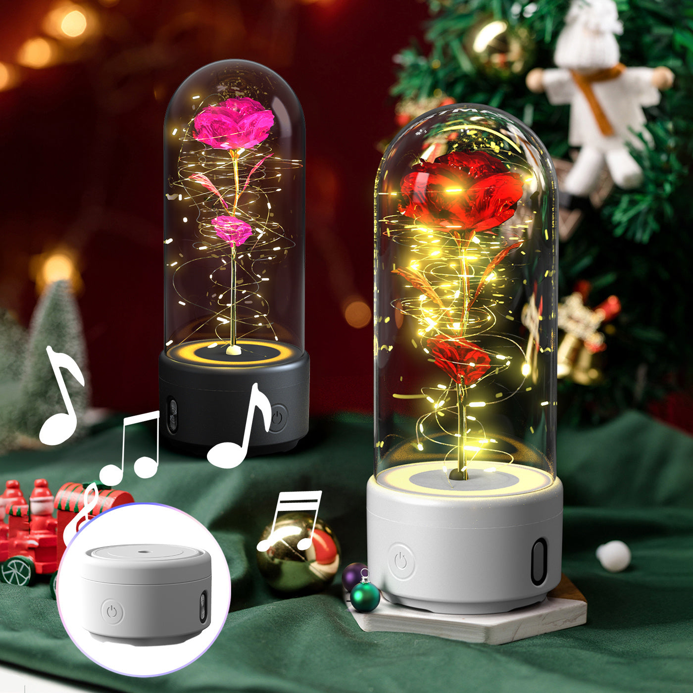 2-in-1 Rose LED Light & Bluetooth Speaker – Gift Under Glass - Infinity Beautiful Boutique