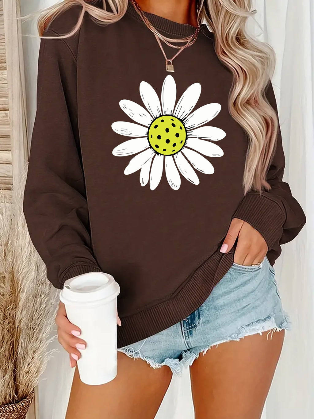 Women’s Floral Round Neck Sweatshirt