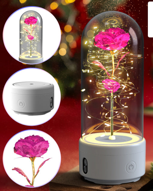 2-in-1 Rose LED Light & Bluetooth Speaker – Gift Under Glass - Infinity Beautiful Boutique