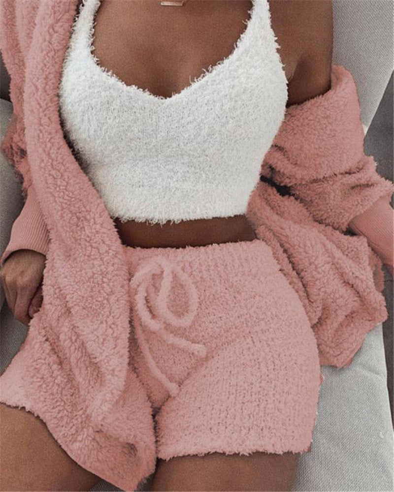 Infinity Beautiful 3-Piece Pajama Set – Long Sleeve Crop Top, Tank, and Drawstring Shorts S, M, L, XL, XXL, 3XL - Infinity Beautiful Boutique