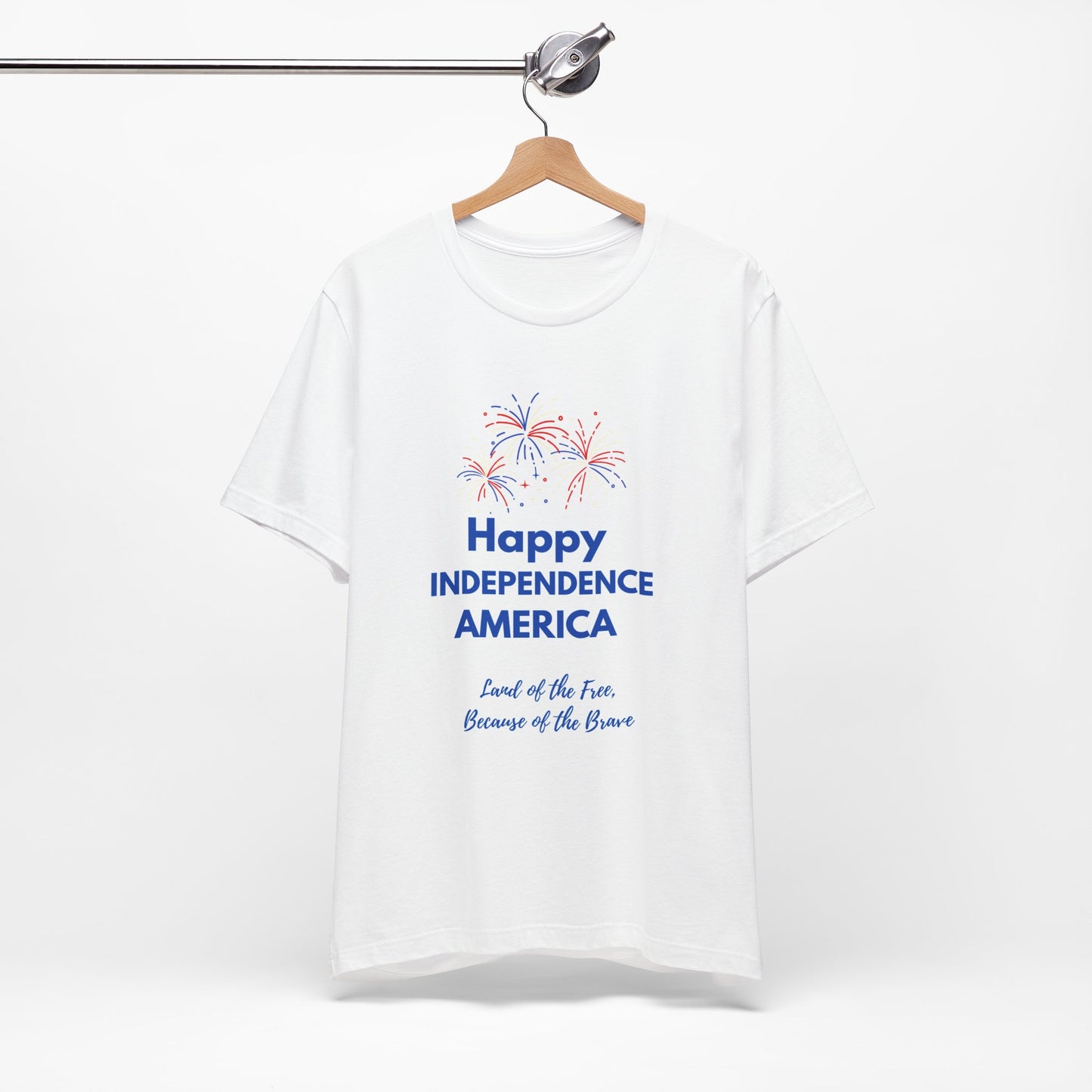 Happy Independence America Tee - Unisex Jersey Shirt, 4th of July Celebration, Patriotic Gift, Fireworks Design, Summer Apparel