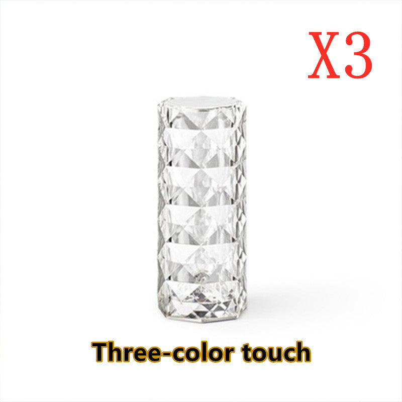 Nordic Crystal Lamp USB Table Lamps Bedroom Touch Dimming Atmosphere Diamond Night Light Rose Projector Lamp Decor - Infinity Beautiful Boutique