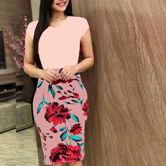 Beautiful Printed Midi Pencil Dress – Elegant Office Wear for Curvy Women - Infinity Beautiful Boutique