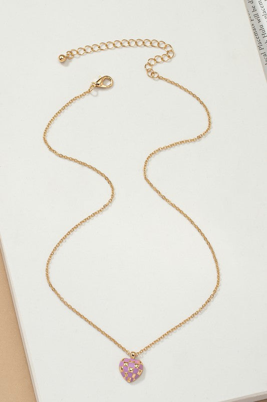 Checker Heart Pendant Necklace - Infinity Beautiful Boutique