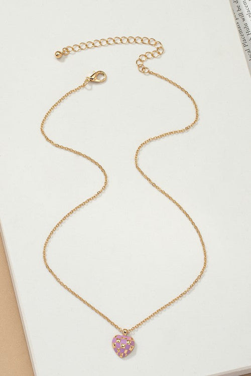 Checker Heart Pendant Necklace - Infinity Beautiful Boutique