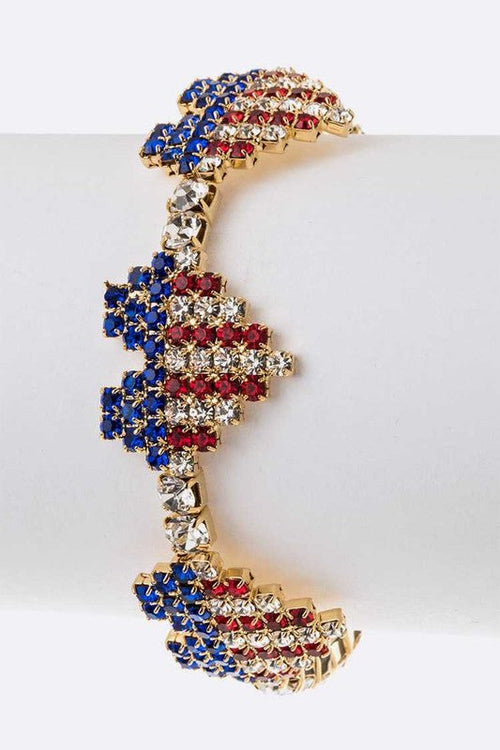 Infinity Beautiful Red White & Blue Heart USA FLAG Bracelet