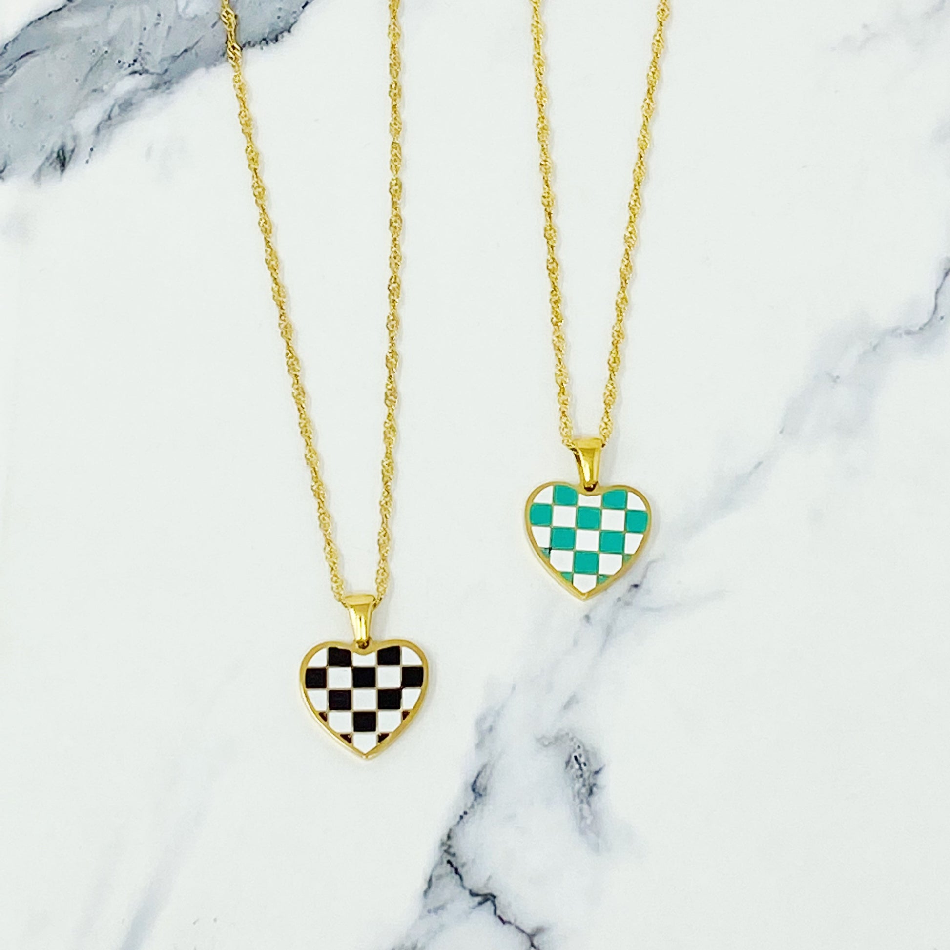 Infinity Beautiful Statement Checkered Heart Necklace - Infinity Beautiful Boutique