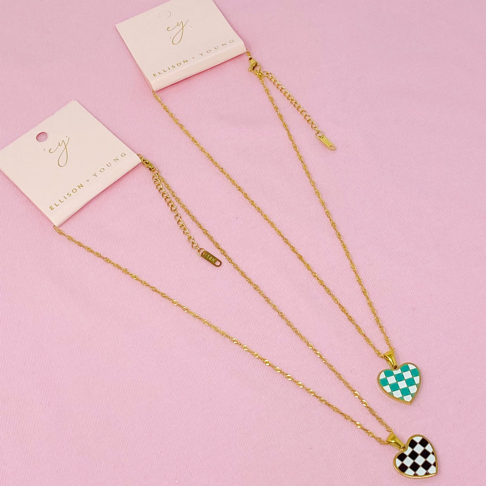 Infinity Beautiful Statement Checkered Heart Necklace - Infinity Beautiful Boutique