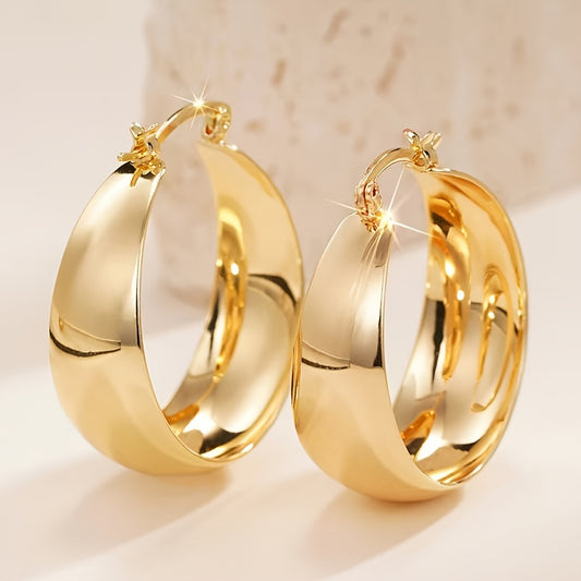 18K Gold Plated Stainless Steel Hoop Earrings Hypoallergenic