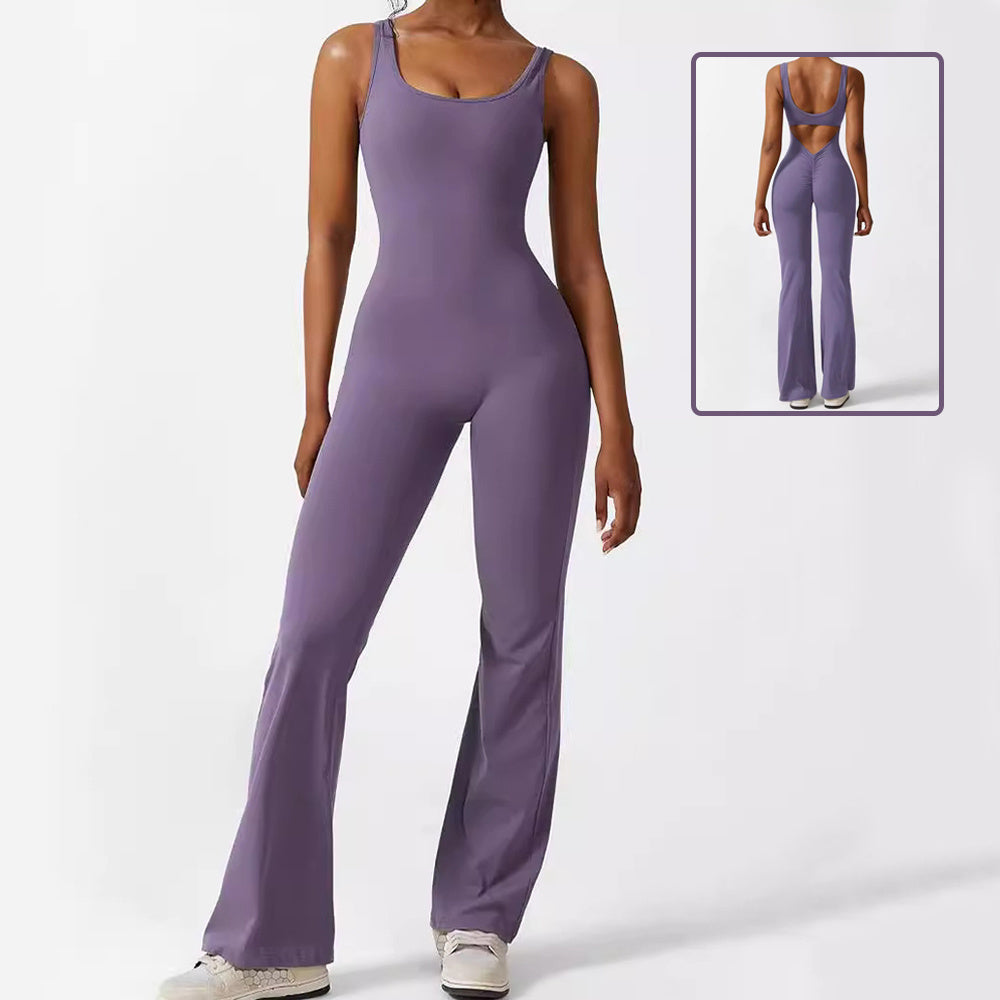 Infinity Beautiful Sleeveless Flare Jumpsuit – Yoga & Fitness One-Piece for Women - Infinity Beautiful Boutique