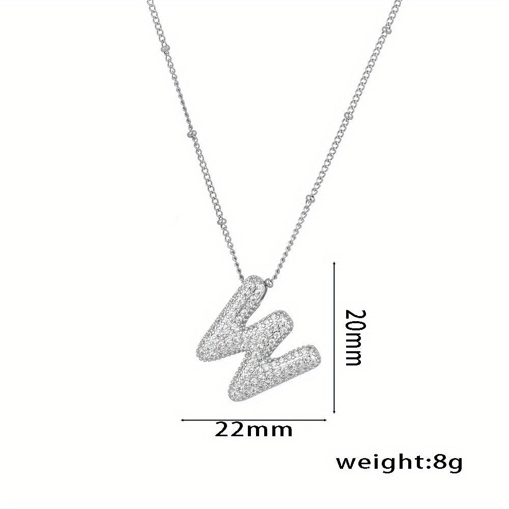 Elegant Balloon Initial Necklace (A–Z) – Bubble Letter Jewelry Gift for Women