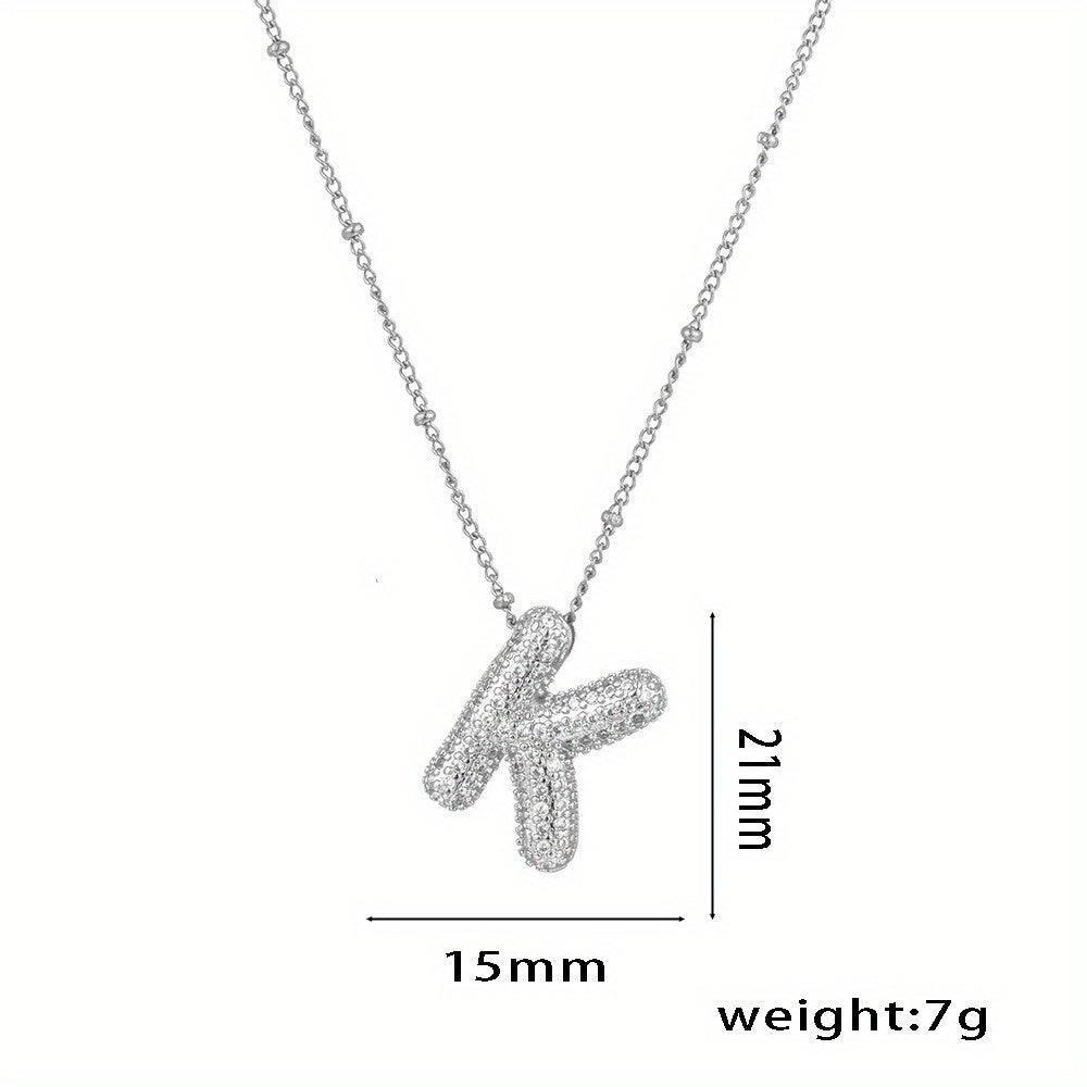Elegant Balloon Initial Necklace (A–Z) – Bubble Letter Jewelry Gift for Women