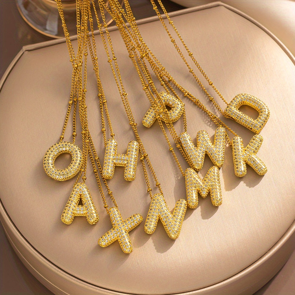 Bubble Letter Charm Necklace Alphabet