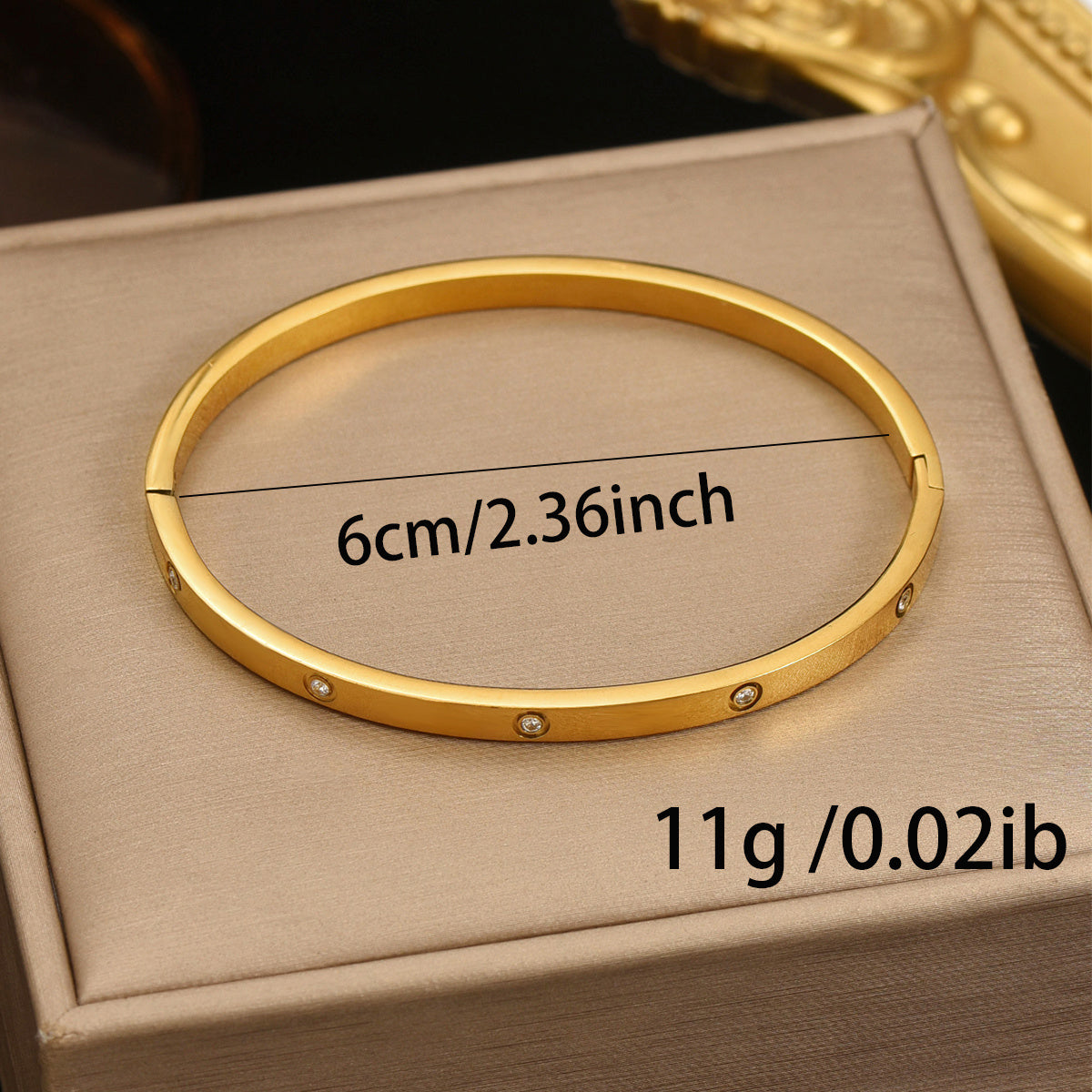 Lxalry 18K Gold Plated Stainless Steel Minimalist Bracelet Hypoallergenic Circle Rhinestone Jewelry  Secure Inlay Tarnish Free Design Skin Safe Luxury Gift For Her Golden Hour Glow, Everyday Wear A - Infinity Beautiful Boutique
