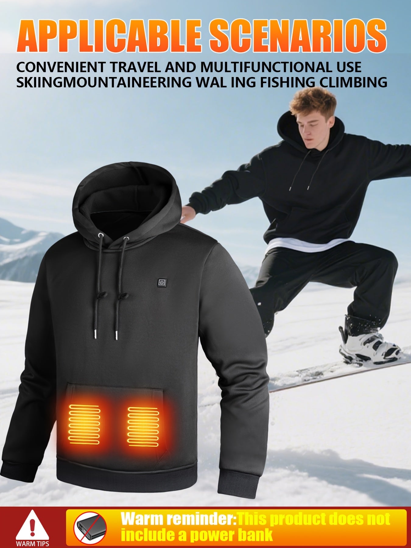 Men’s Heated Hooded Sweatshirt 5-Zone Winter Gear