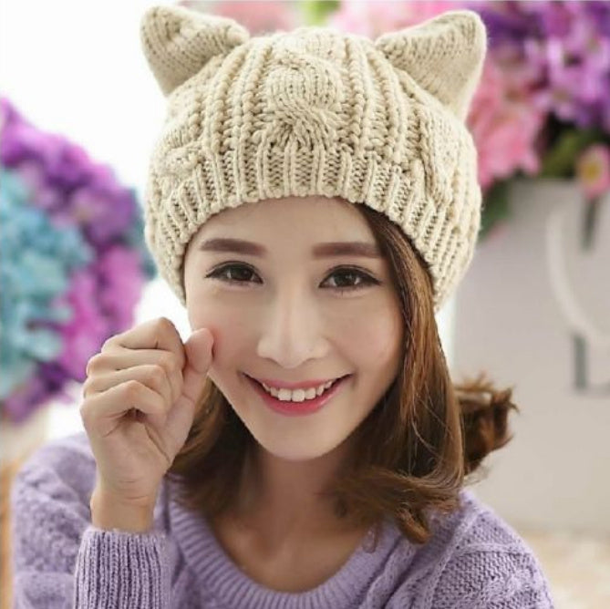 Infinity Beautiful Handmade 3D Cat Ear Beanie – Cute Knitted Winter Hat - Infinity Beautiful Boutique