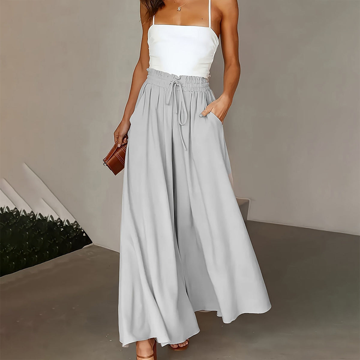 Infinity Beautiful Plus Wide-Leg Pants – Paperbag Waist with Tie Front & Pockets for Effortless Spring/Summer Style - Infinity Beautiful Boutique
