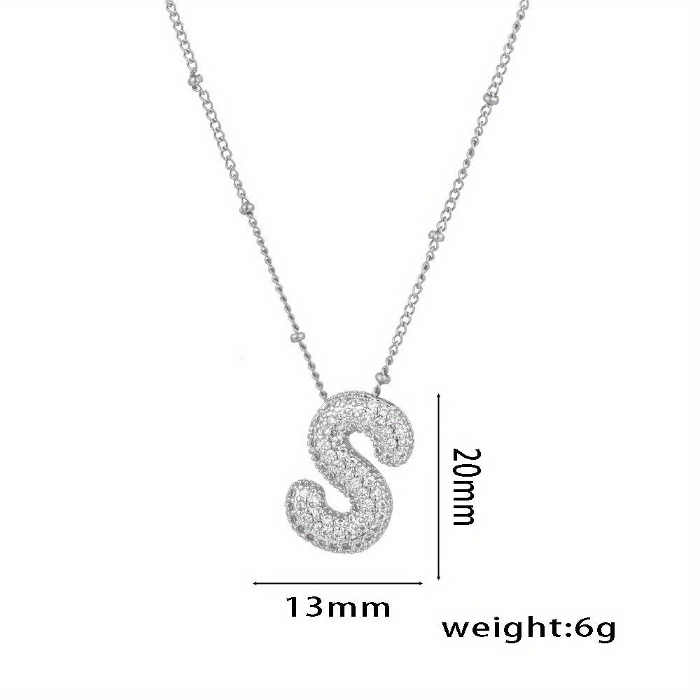 Bubble Letter Charm Necklace Alphabet
