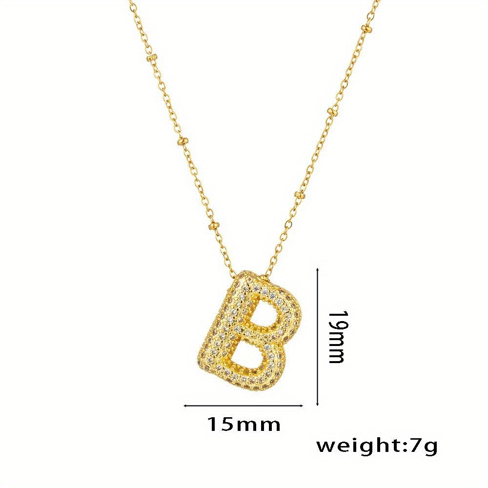 Elegant Balloon Initial Necklace (A–Z) – Bubble Letter Jewelry Gift for Women