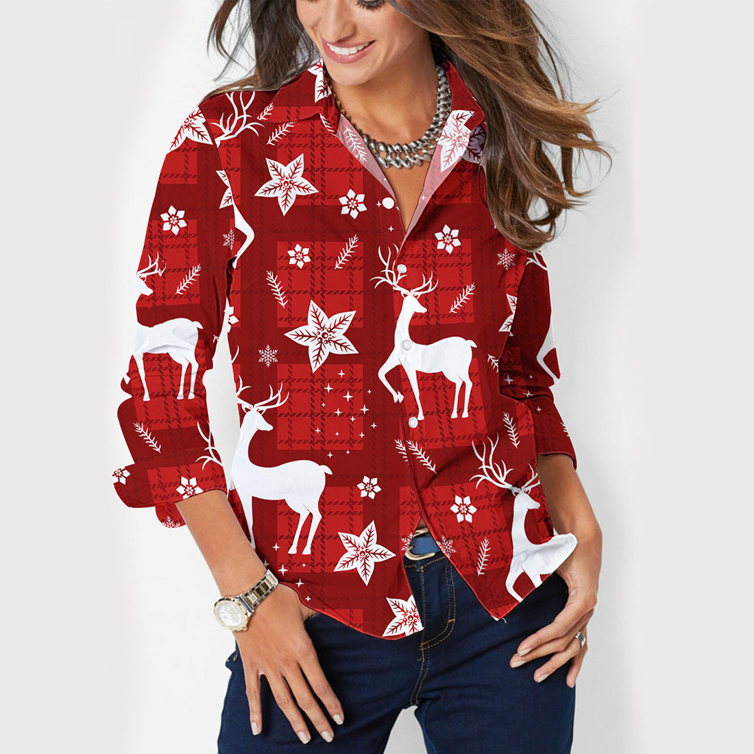 Infinity Beautiful Button-Up Shirt – Lapel Collar & Long Sleeves - Infinity Beautiful Boutique