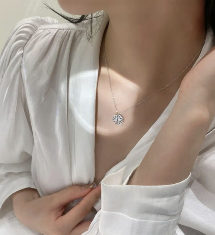 Infinity Beautiful Clover Heart Necklace – Retro Magnetic Pendant with Openable Love Charm - Infinity Beautiful Boutique