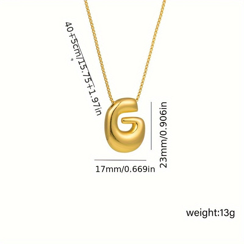 Initial Letter Necklace – 3D Pendant, Stainless Steel Chain