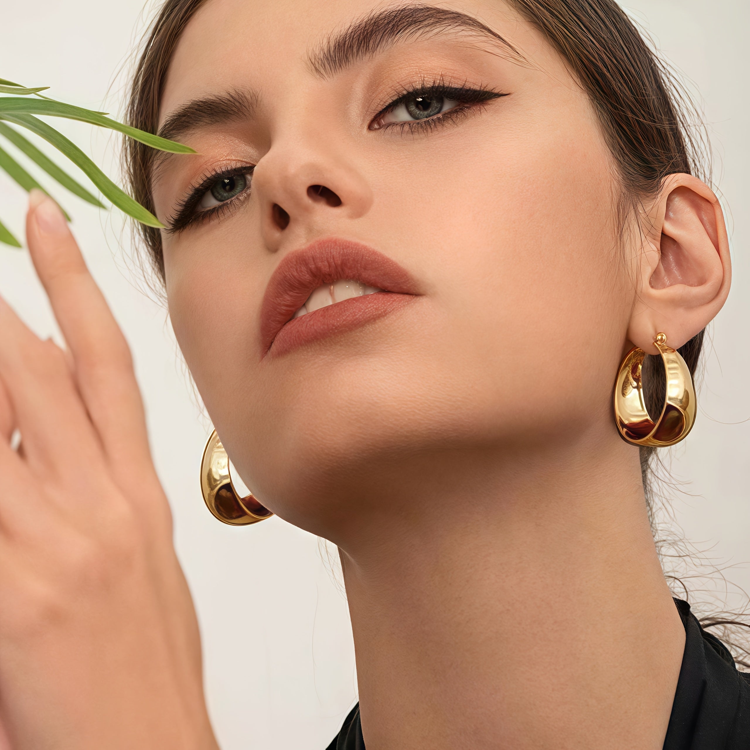 18K Gold Plated Stainless Steel Hoop Earrings Hypoallergenic