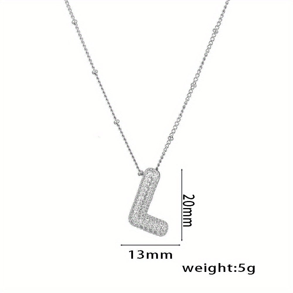 Bubble Letter Charm Necklace Alphabet