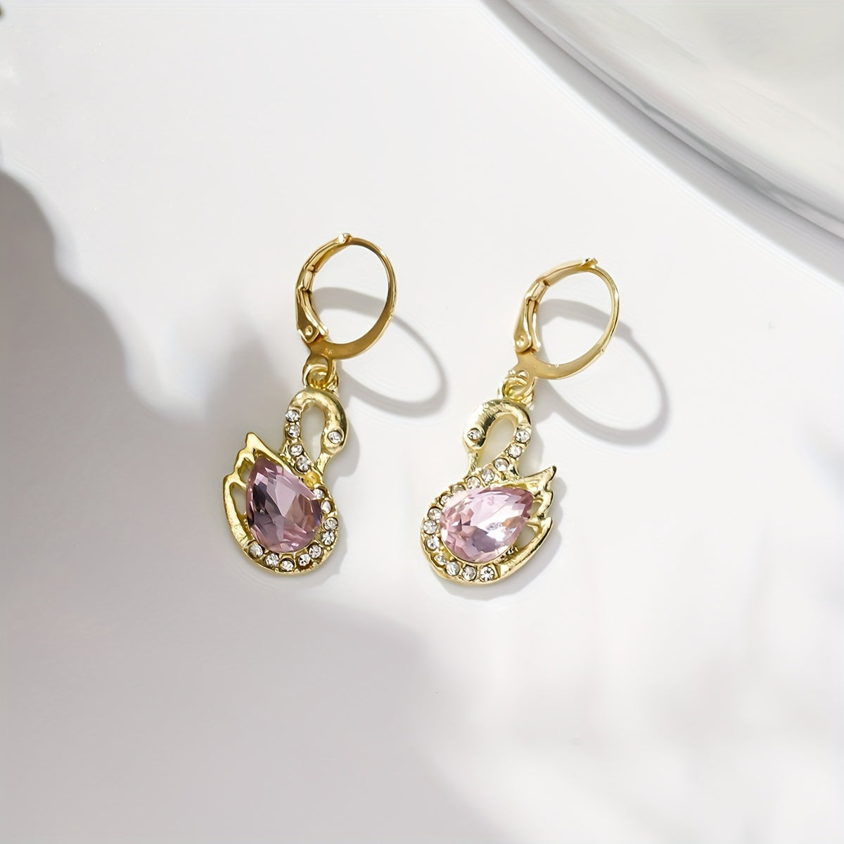 Elegant Vintage Swan Rhinestone Earrings