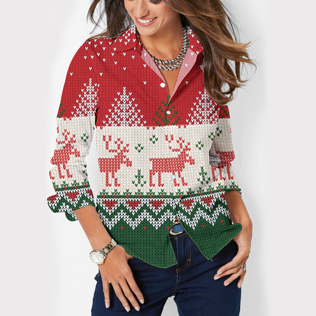 Infinity Beautiful Button-Up Shirt – Lapel Collar & Long Sleeves - Infinity Beautiful Boutique