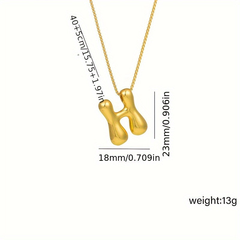 Initial Letter Necklace – 3D Pendant, Stainless Steel Chain