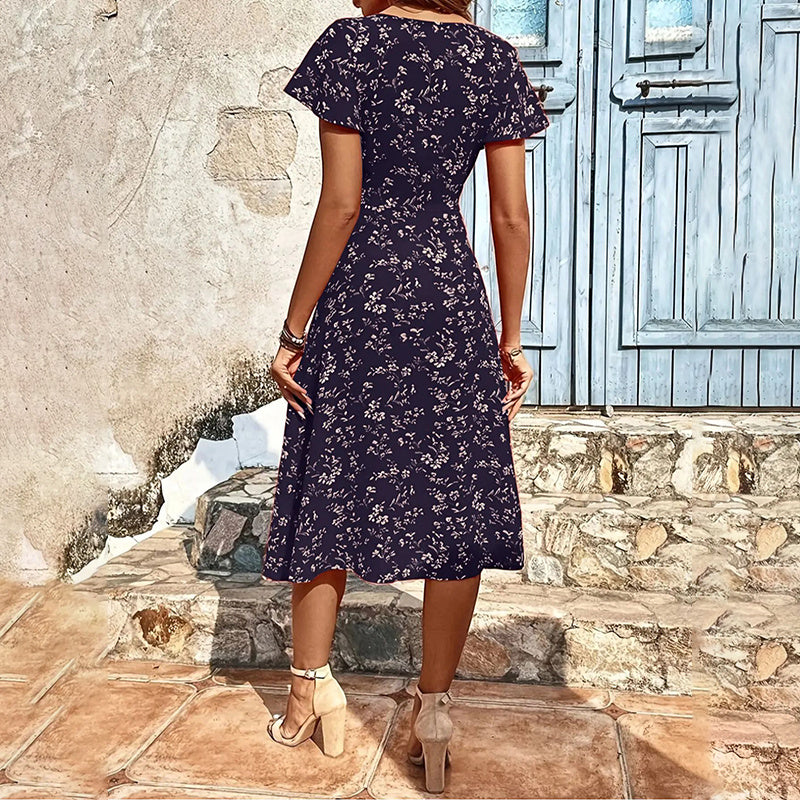 Infinity Beautiful Boho Bloom Maxi – Floral Button-Up Dress with Flowy Silhouette and Side Slit
