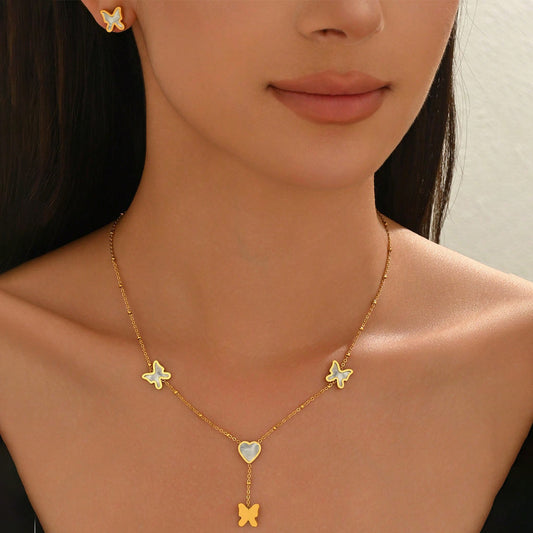 Infinity Beautiful 18K Gold Plated Butterfly & Heart Jewelry Set - Infinity Beautiful Boutique