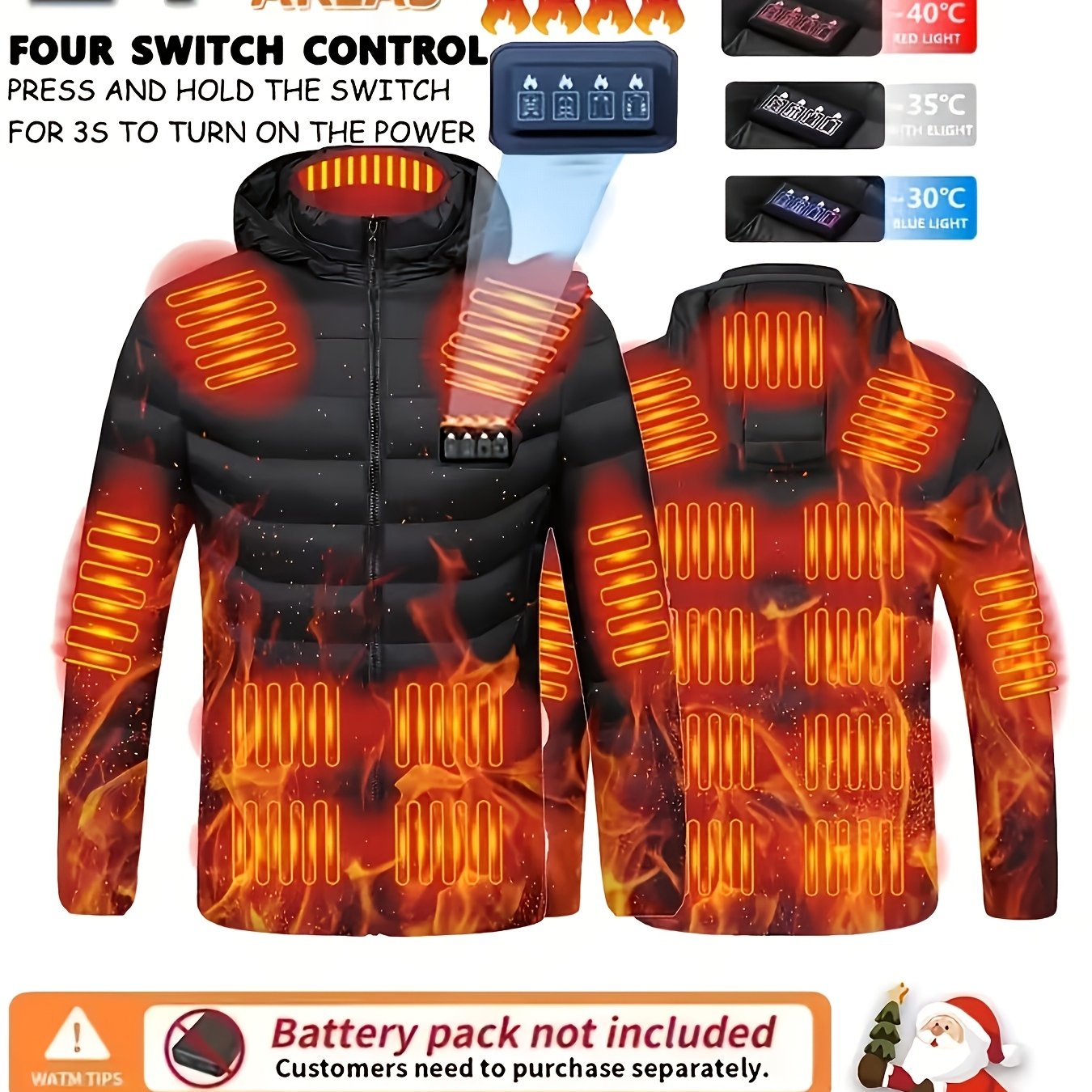 Heated Jacket with 21 Heating Zones – Unisex Winter Outdoor Jacket, 3 Heat Levels