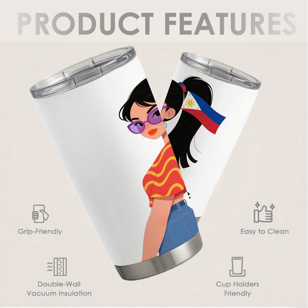 Filipina Lady Stainless Steel Tumbler