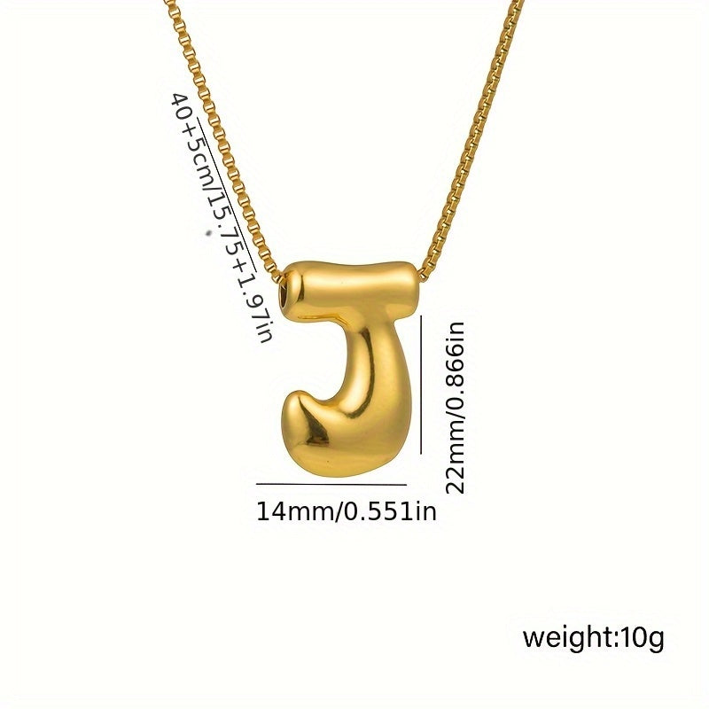 Initial Letter Necklace – 3D Pendant, Stainless Steel Chain