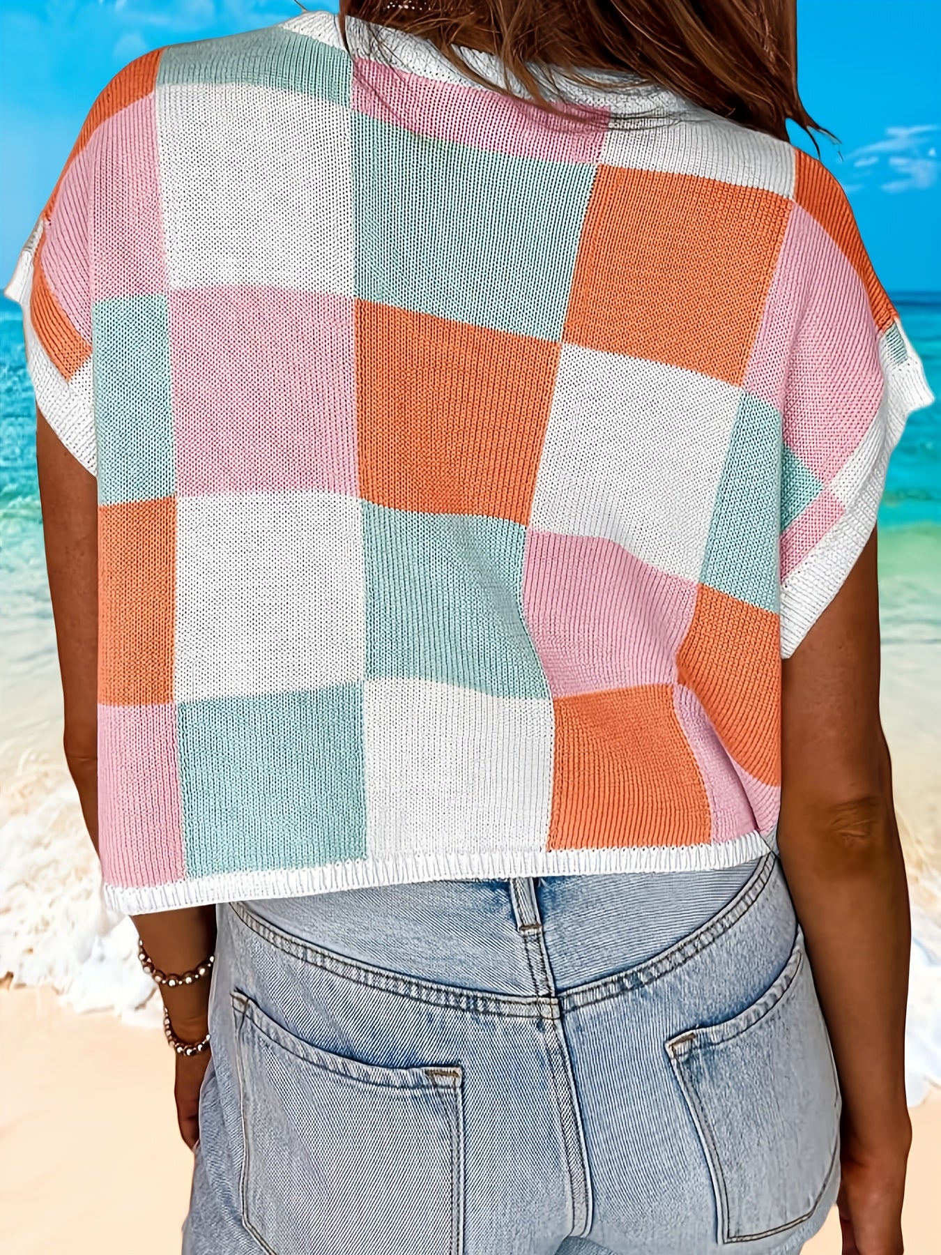 Vacation Color Block Crop Top