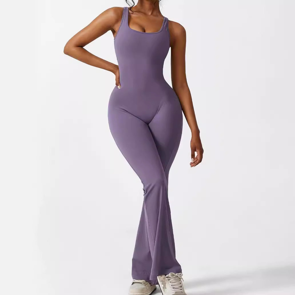 Infinity Beautiful Sleeveless Flare Jumpsuit – Yoga & Fitness One-Piece for Women - Infinity Beautiful Boutique