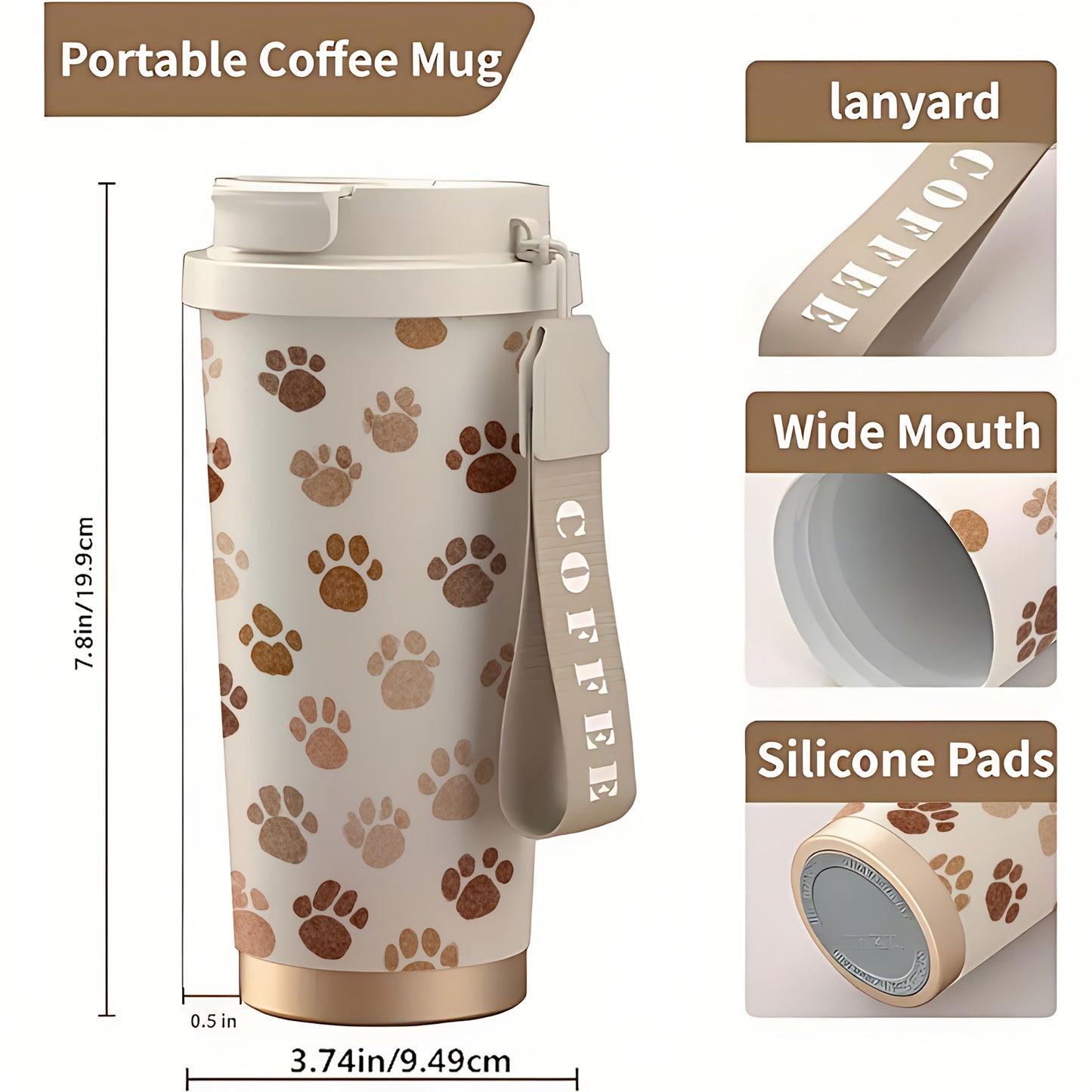 Dog Paw Prints 18oz Stainless Steel Travel Tumbler