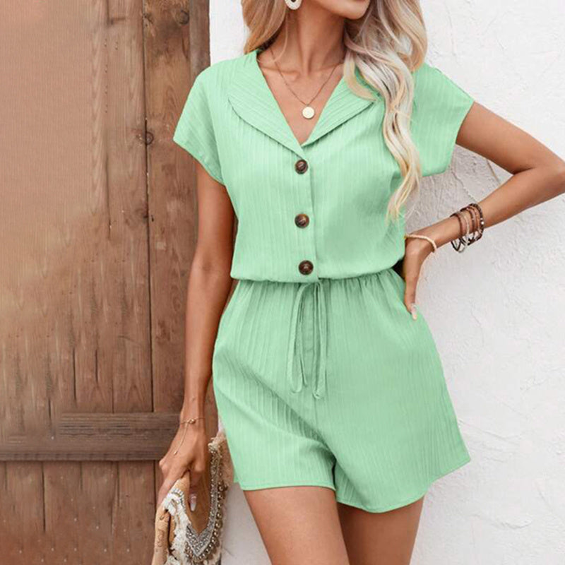 Infinity Beautiful 2-Piece Summer Lounge Set – Textured Button-Down Shirt & Shorts for Women