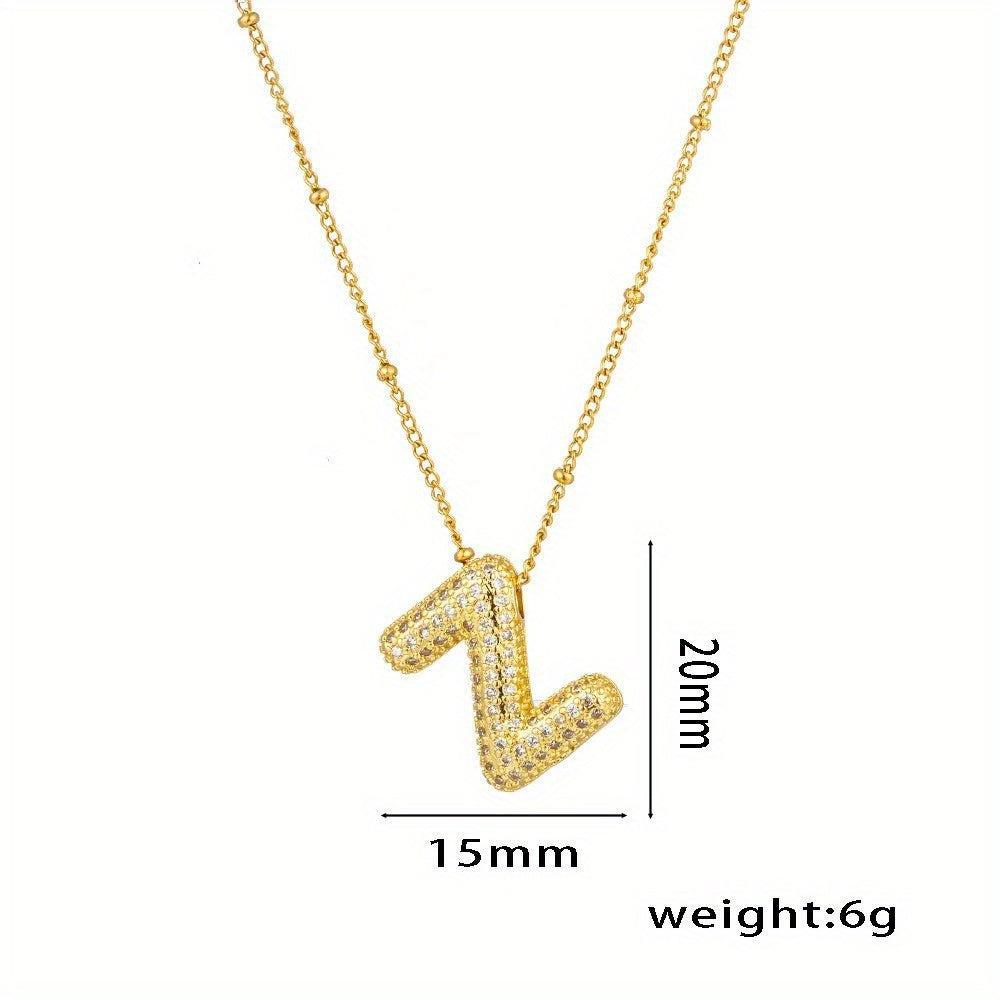Elegant Balloon Initial Necklace (A–Z) – Bubble Letter Jewelry Gift for Women
