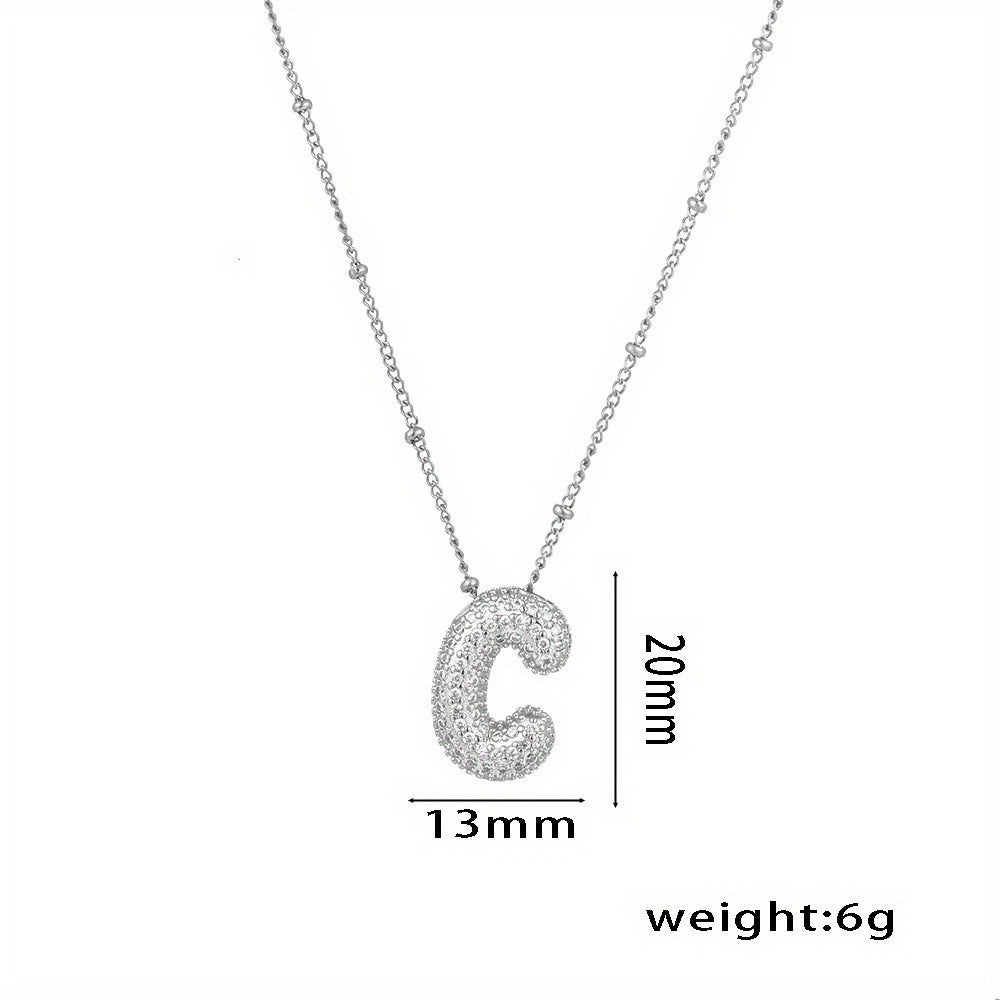 Bubble Letter Charm Necklace Alphabet