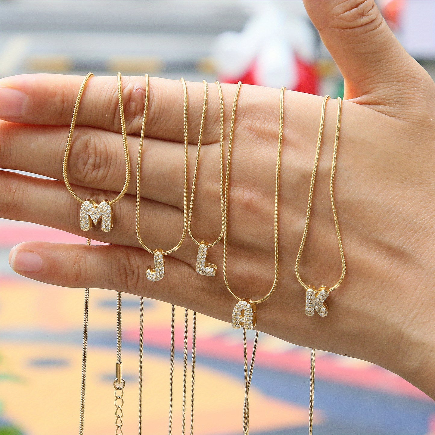 Simple Initial Necklace Stainless Steel Letter Pendant