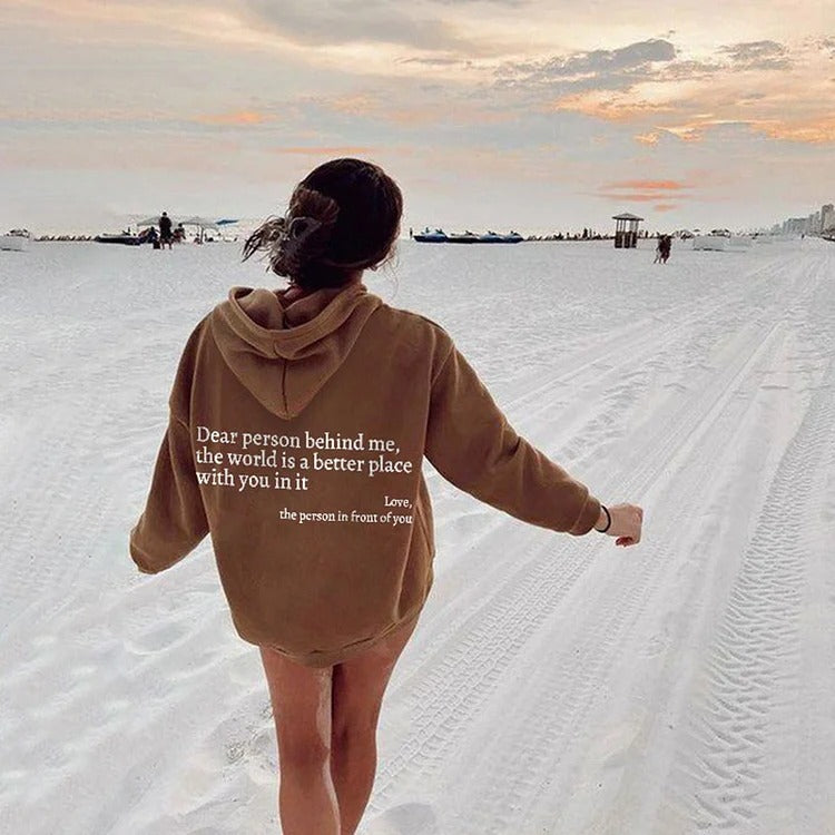 "Dear Person Behind Me" Plush Hoodie – Infinity Beautiful - Infinity Beautiful Boutique