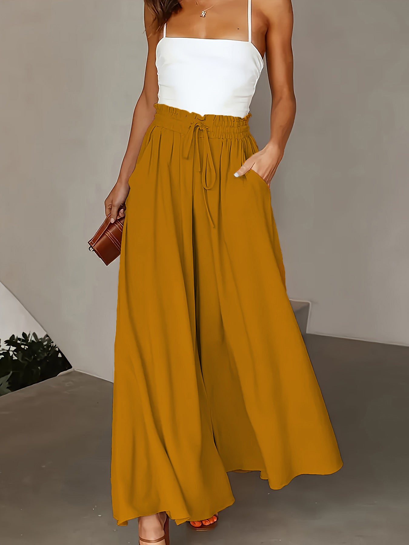 Infinity Beautiful Plus Wide-Leg Pants – Paperbag Waist with Tie Front & Pockets for Effortless Spring/Summer Style - Infinity Beautiful Boutique