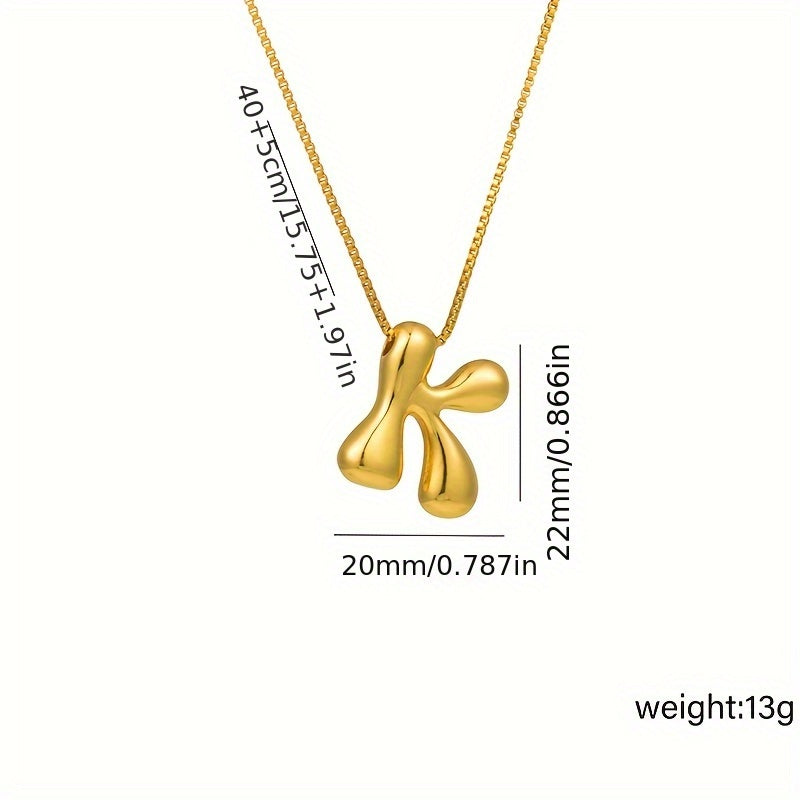Initial Letter Necklace – 3D Pendant, Stainless Steel Chain