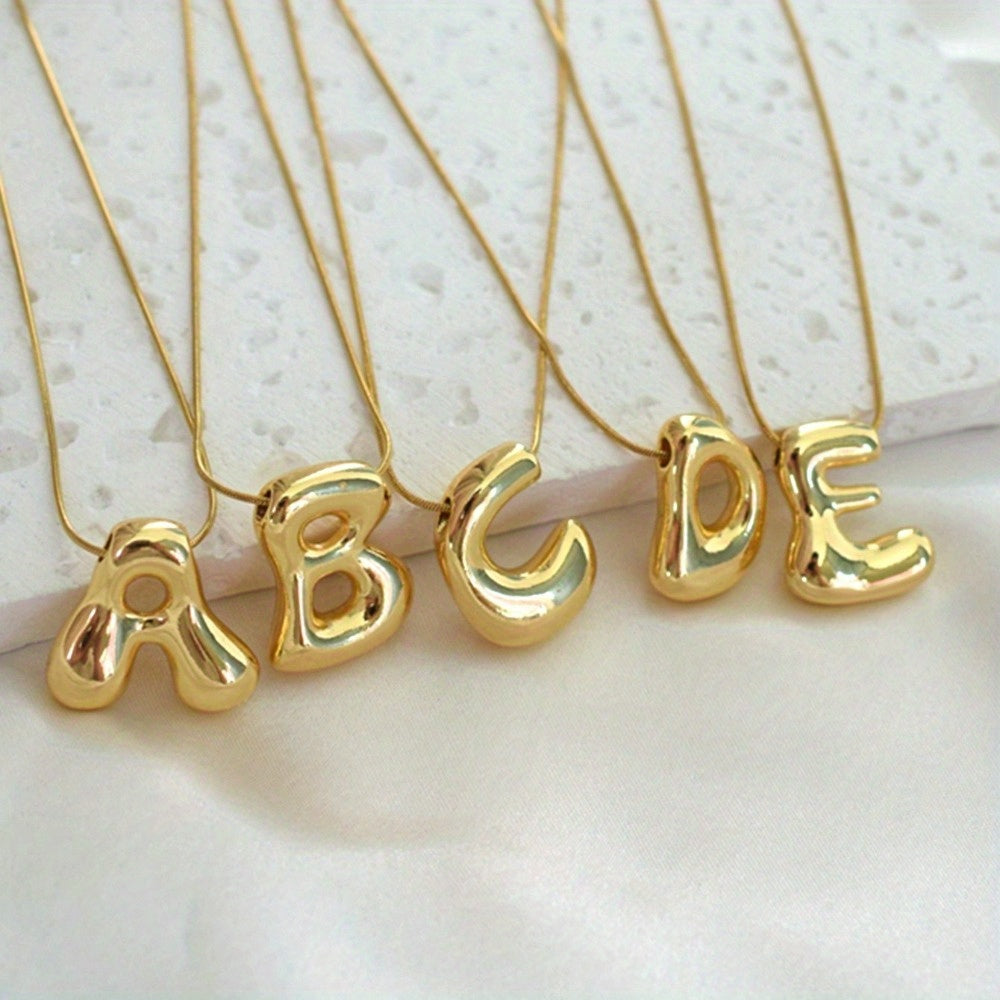 Initial Letter Necklace – 3D Pendant, Stainless Steel Chain