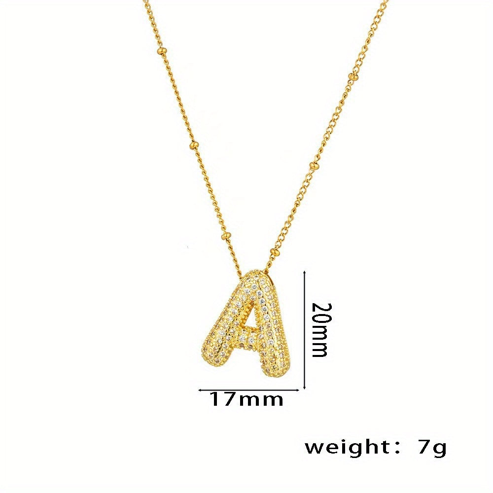 Bubble Letter Charm Necklace Alphabet