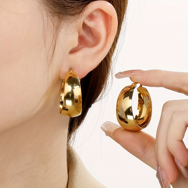 18K Gold Plated Stainless Steel Hoop Earrings Hypoallergenic